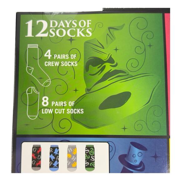 Hogwarts 12 Days of Socks Magical Wizarding Socks, 4 Pairs Crew, 8 Pair Low Cut - Picture 10 of 16